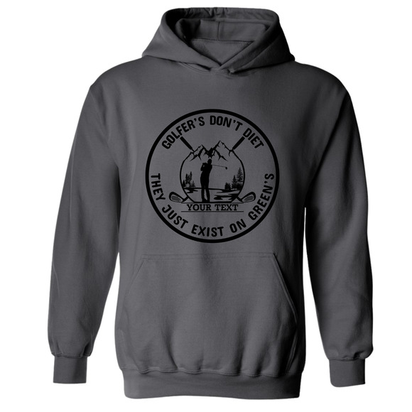 Golf Hoodie Golfers Don't Diet Custom Name  Swinging Golfer  Sweatshirt - Picture 7 of 15